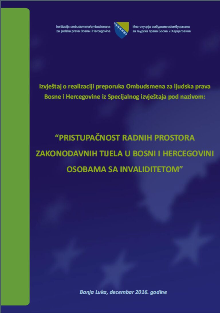 Izvjestaj Ombudsman BiH Pristupacnost skupstina za OSI